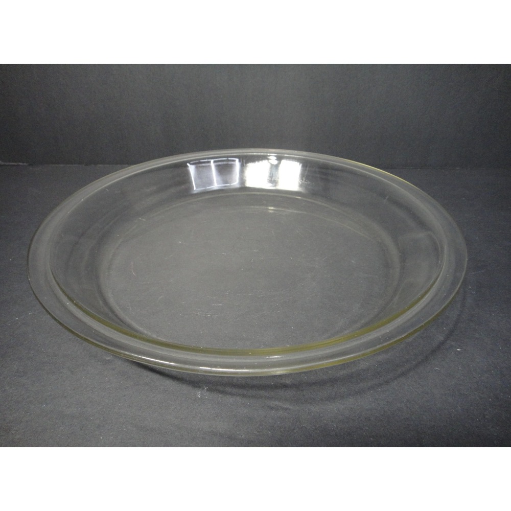 Pyrex #210 Clear Glass Round Pie Plate 10.5 Inch Wide Rim Oven Safe Bakeware VTG